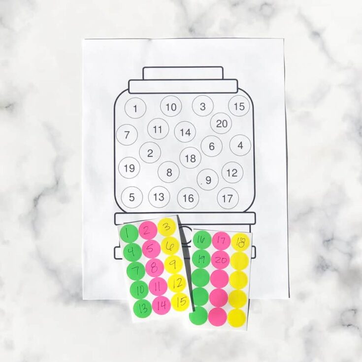 Image for Gumball Machine Printable {blank or with numbers for dot stickers}