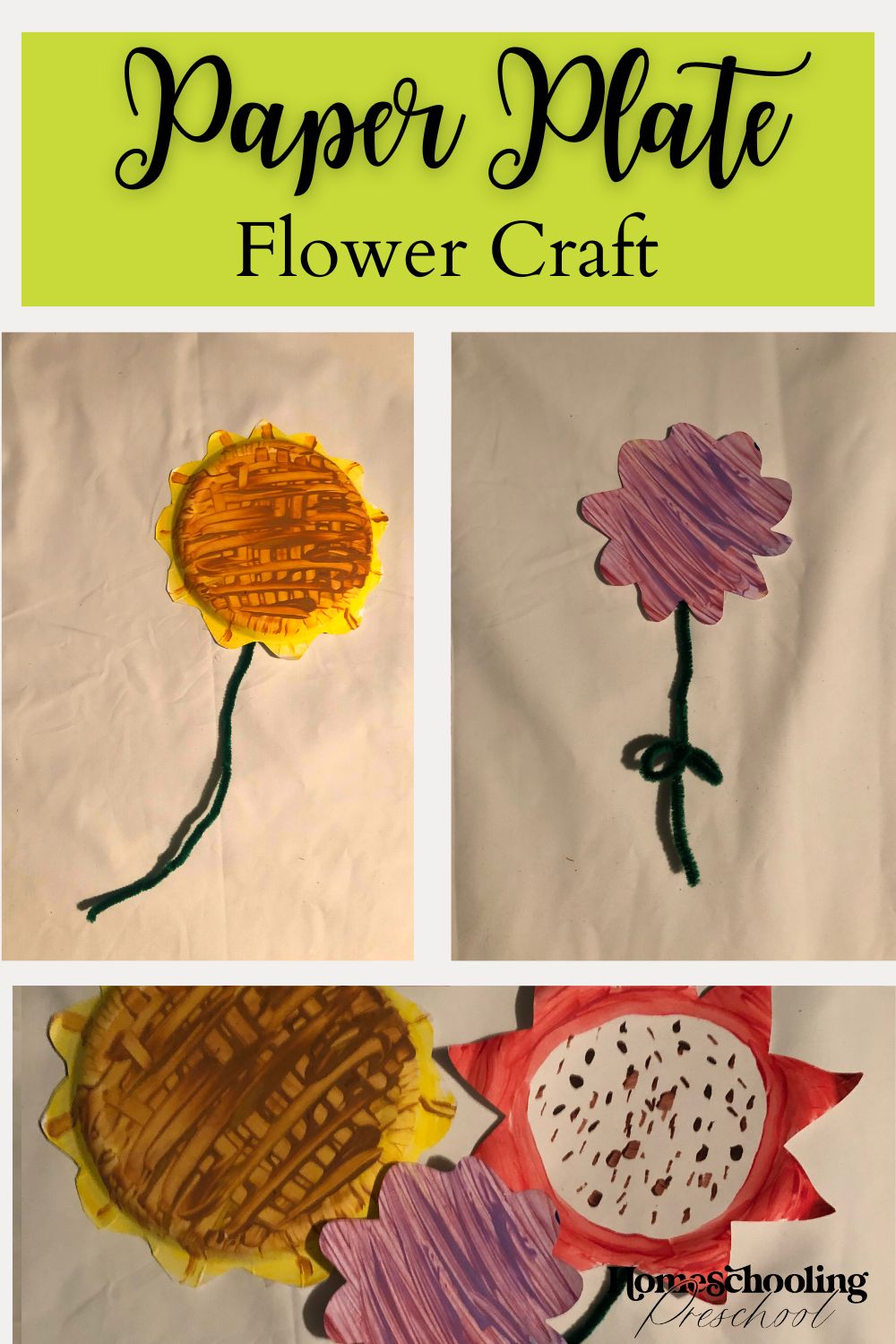 Paper Plate Flower Craft - Homeschooling Preschool