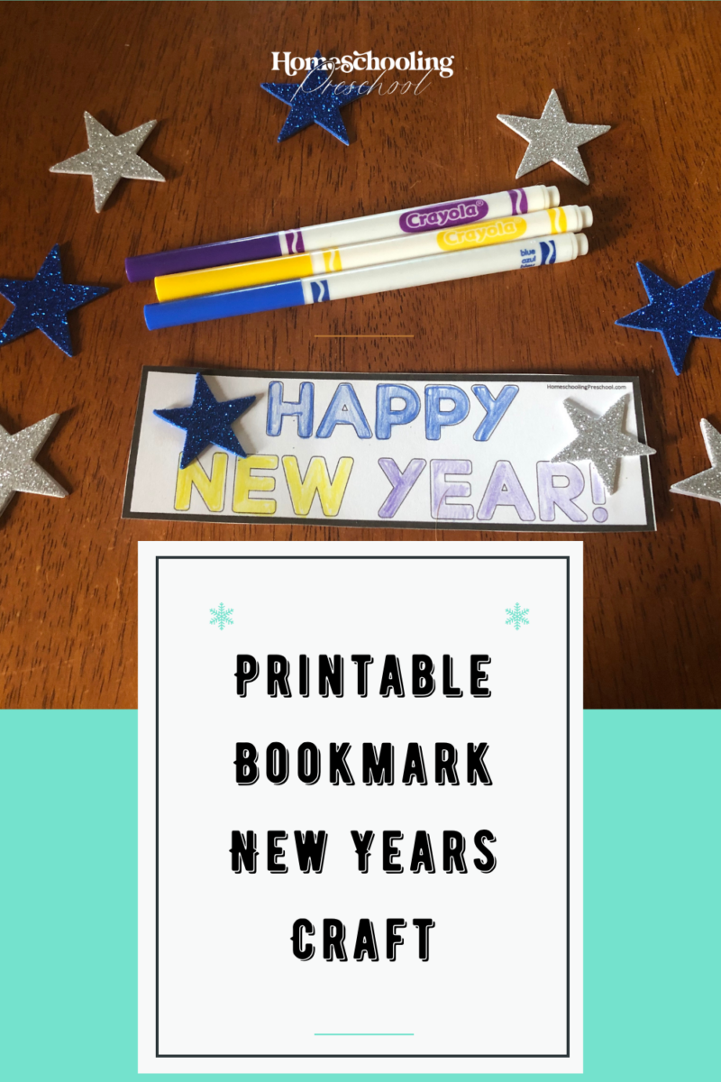 Printable Bookmark New Year's Craft - Homeschooling Preschool