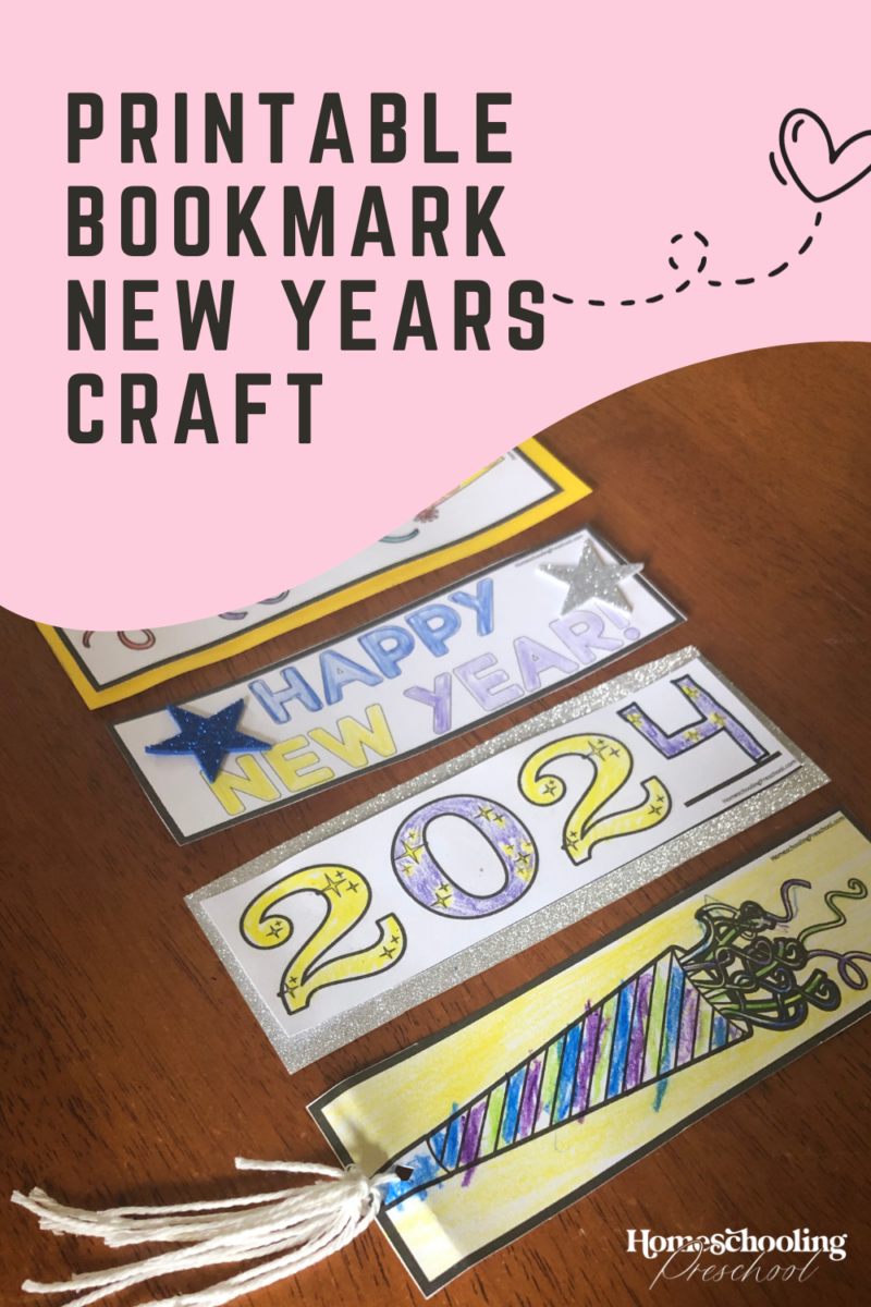 Printable Bookmark New Year's Craft - Homeschooling Preschool
