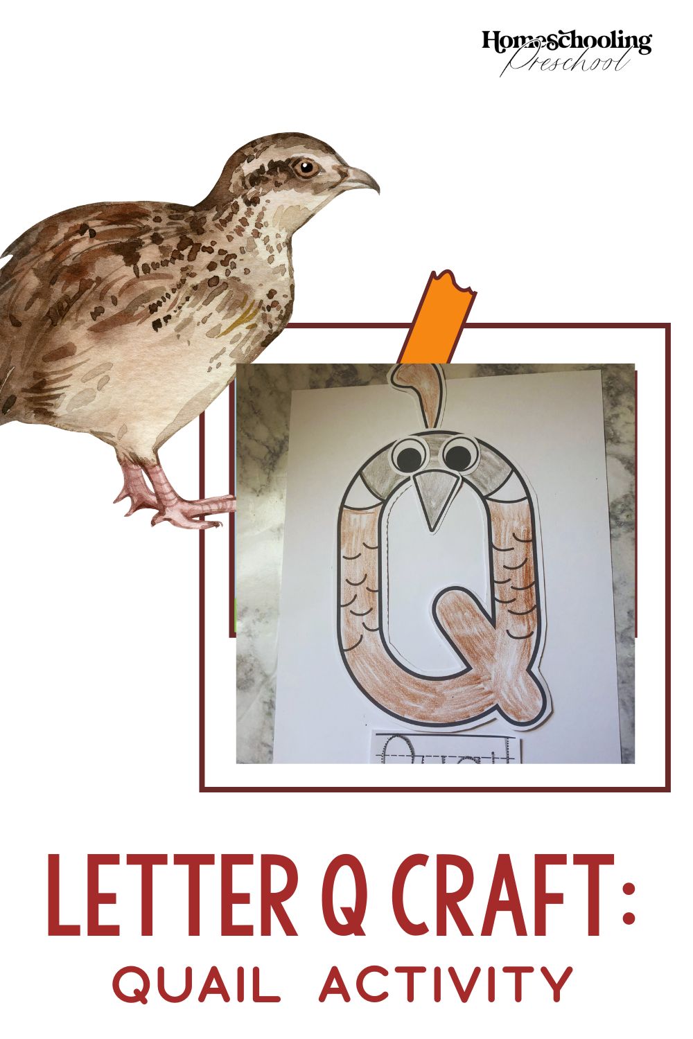 Letter Q Craft Quail Activity Homeschooling Preschool 8613