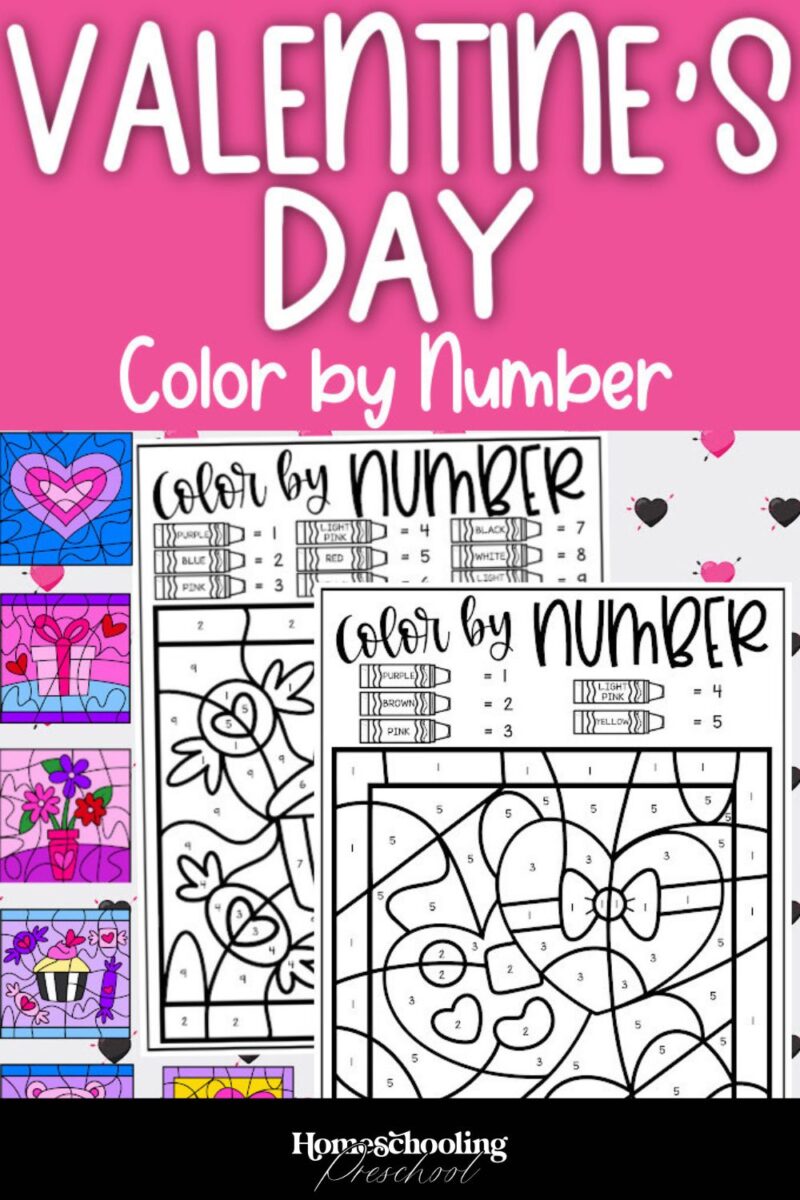 Valentine's Day Color by Number - Homeschooling Preschool